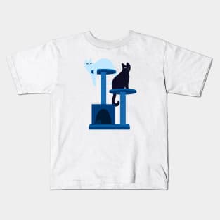 Blue Cat Tree Kids T-Shirt